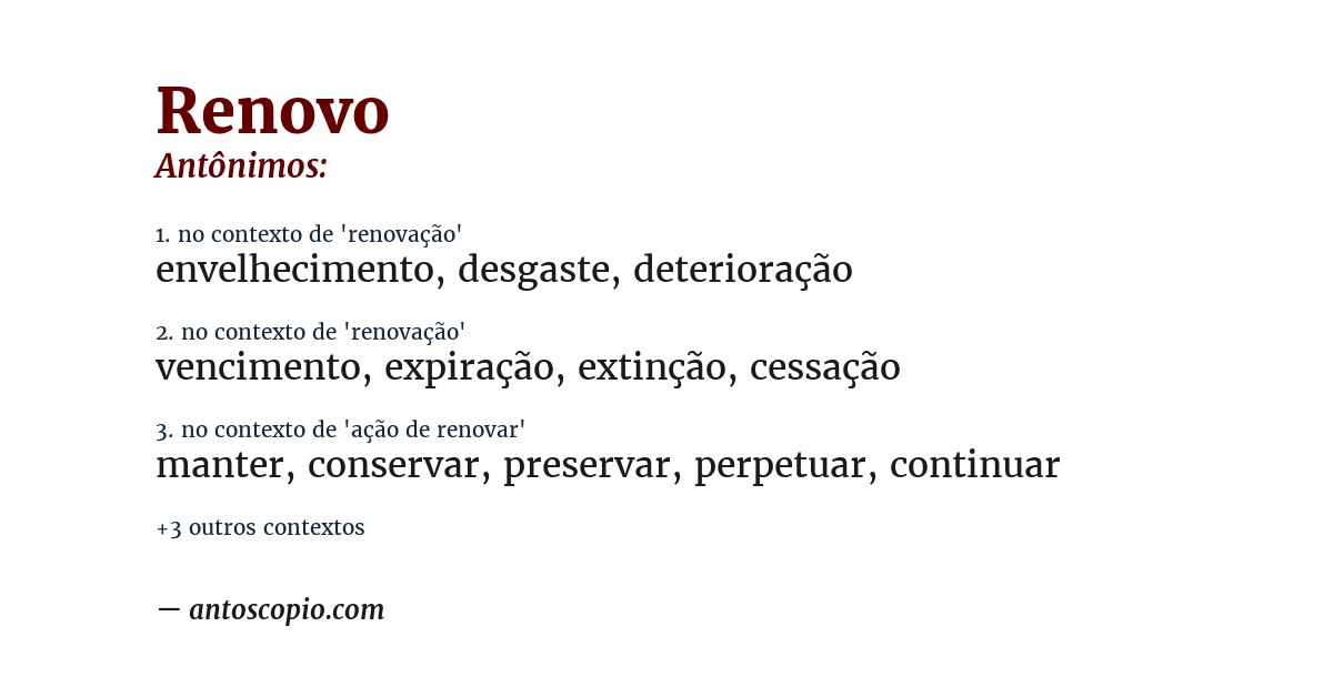 Antônimo de renovo