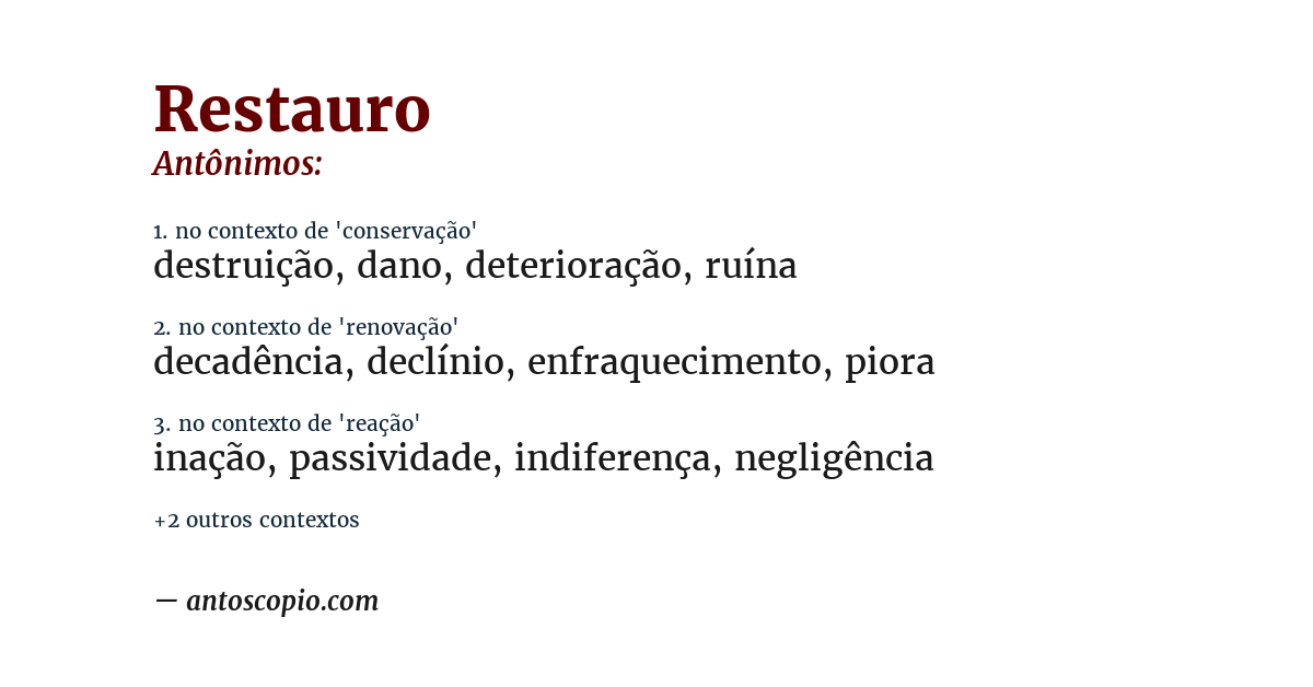Antônimo de restauro