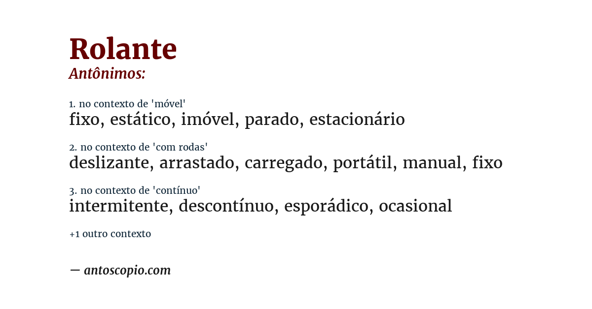 Antônimo de rolante