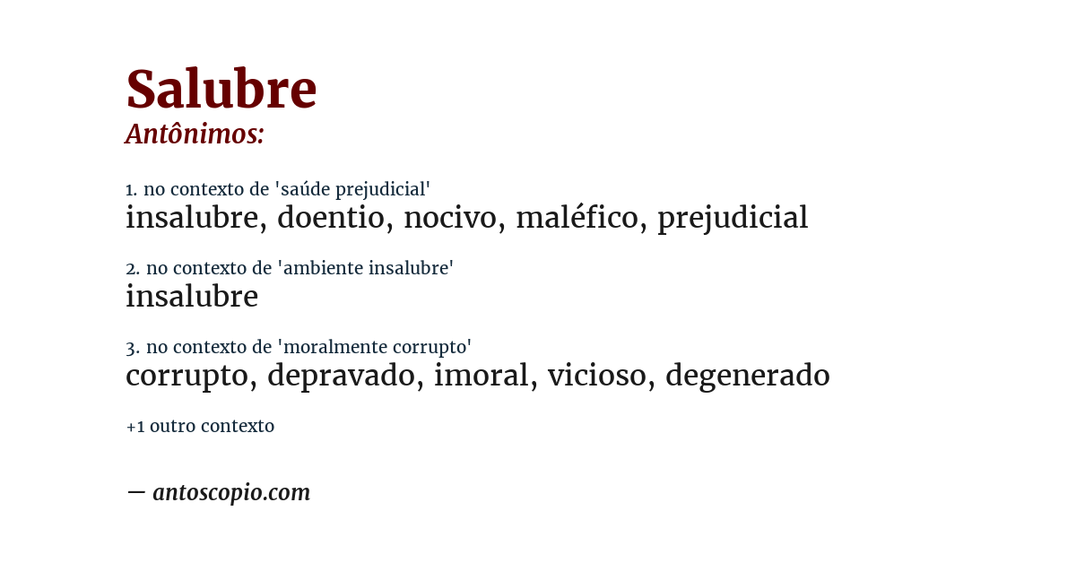 Antônimo de salubre