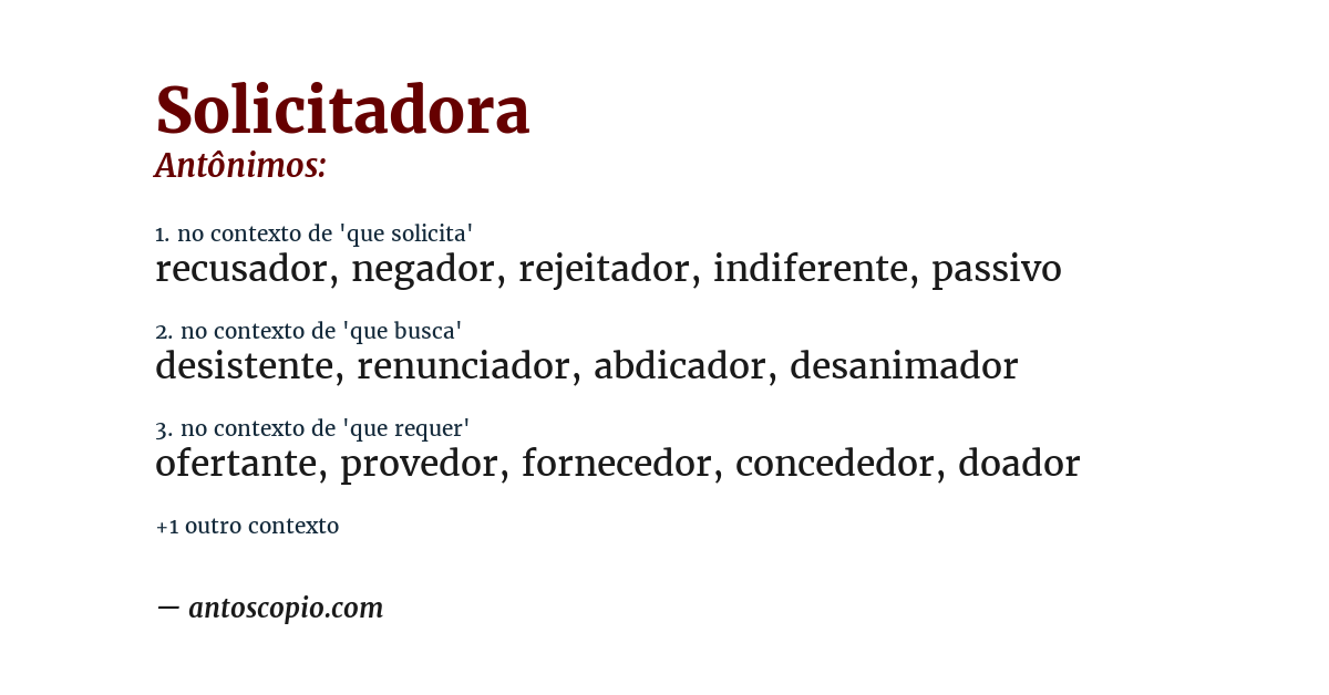 Antônimo de solicitadora