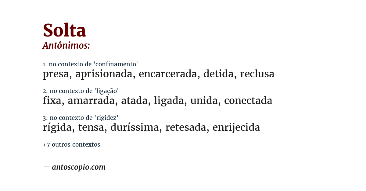 Antônimo de solta