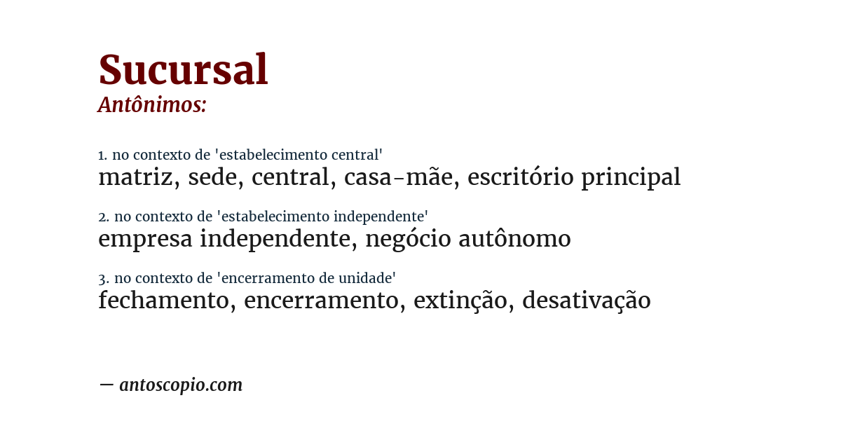 Antônimo de sucursal