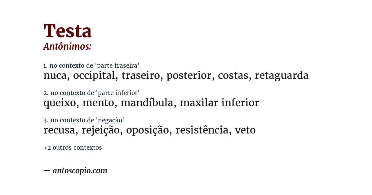 Antônimo de testa