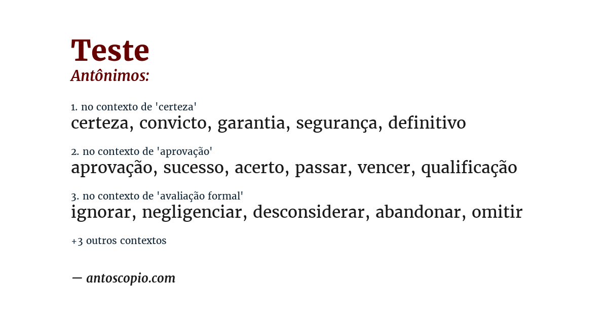 Antônimo de teste