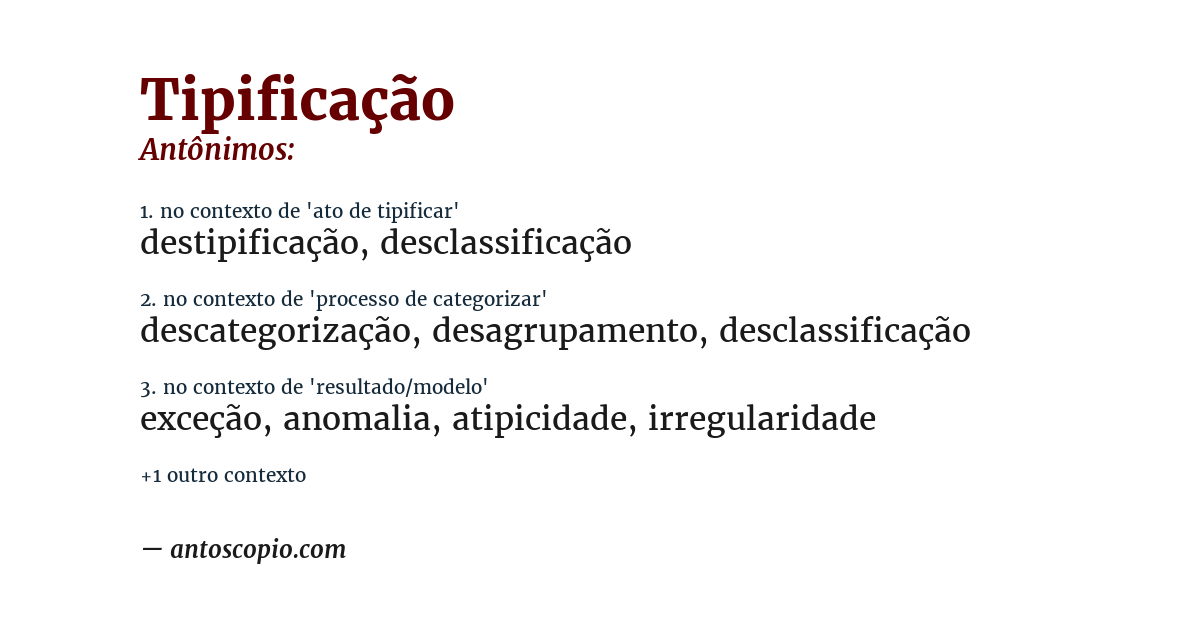 Antônimo de tipificação