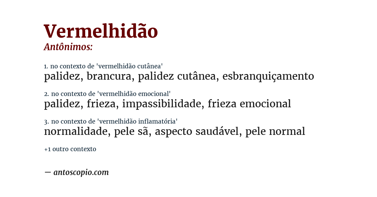 Antônimo de vermelhidão