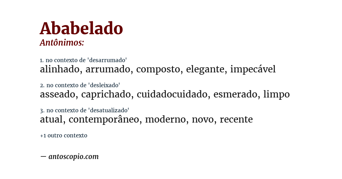 Antônimo de ababelado