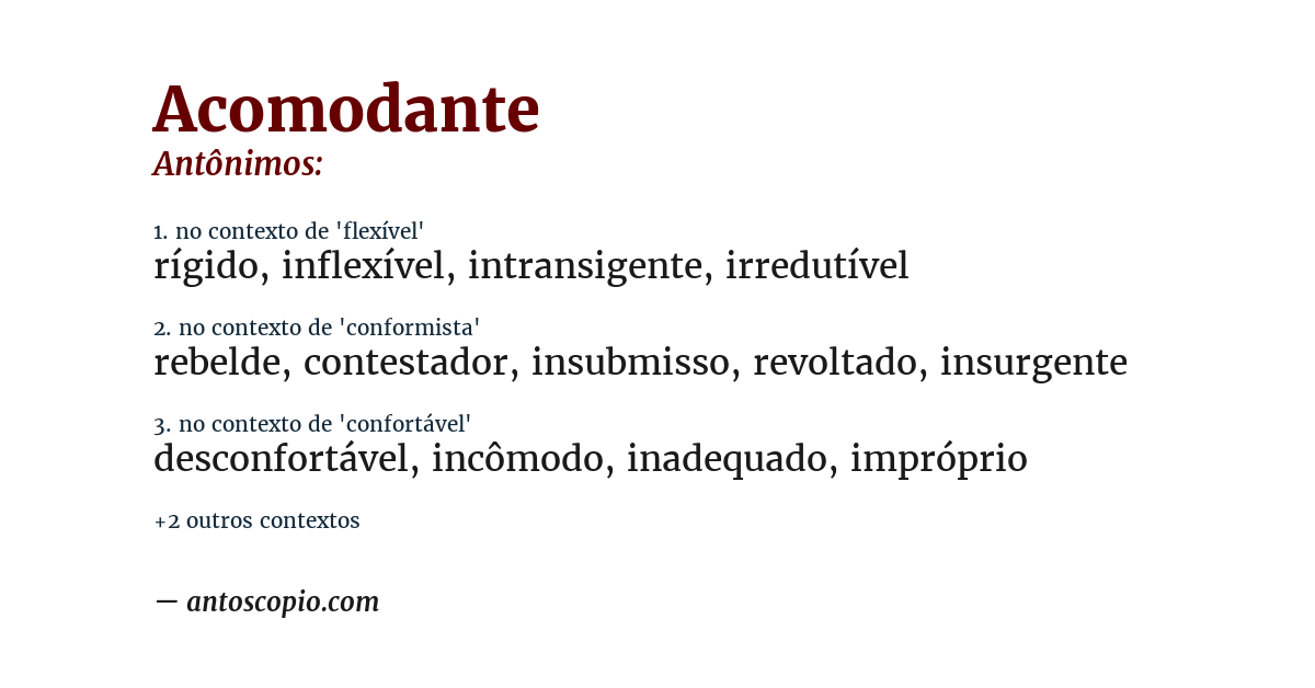 Antônimo de acomodante
