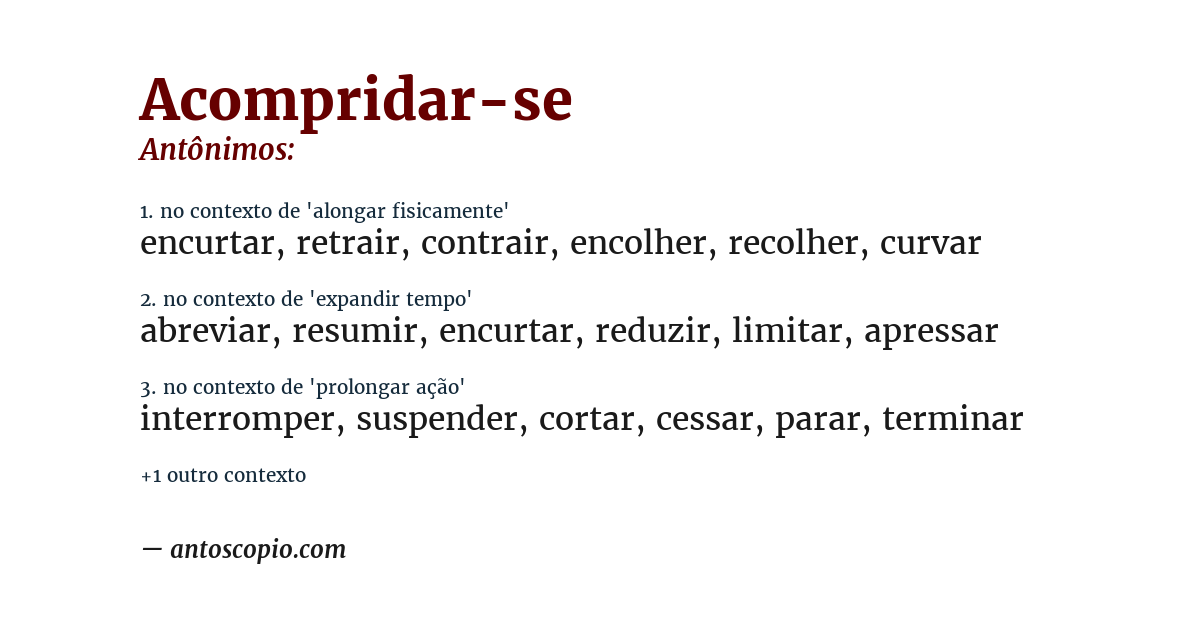 Antônimo de acompridar-se