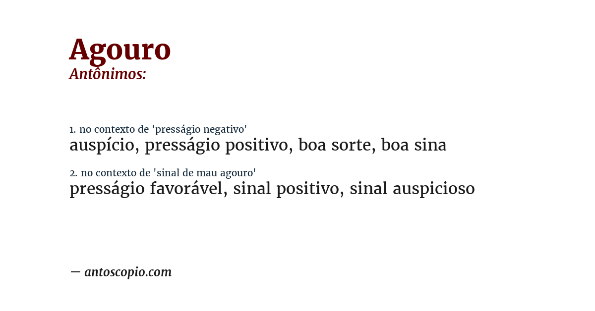 Antônimo de agouro
