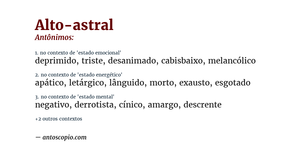 Antônimo de alto-astral