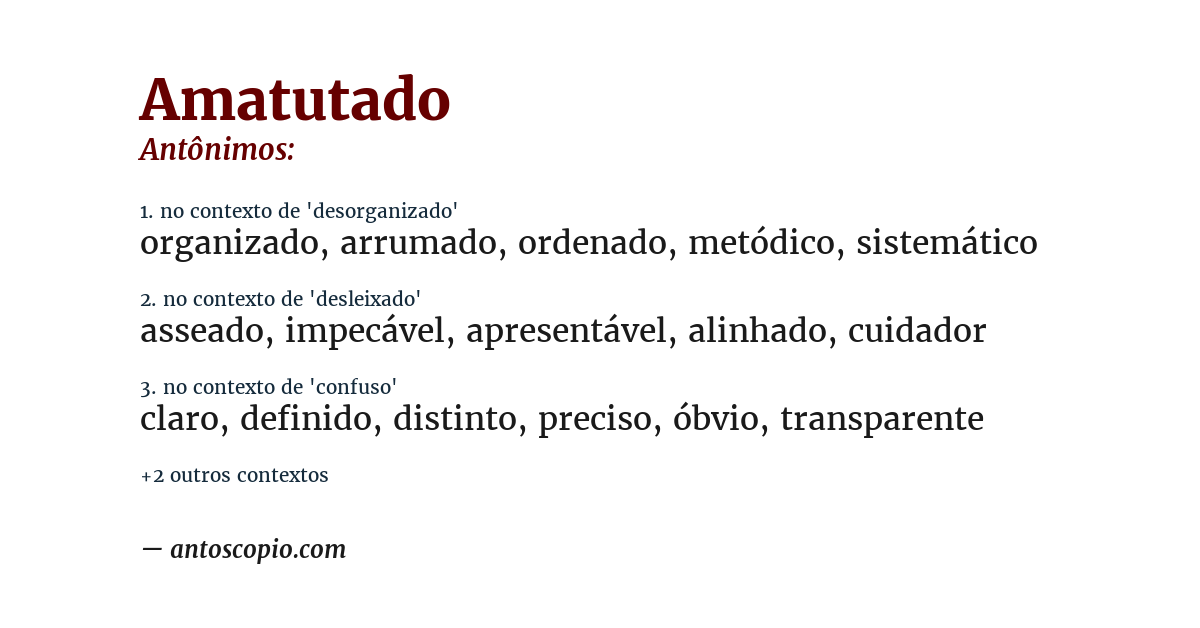 Antônimo de amatutado