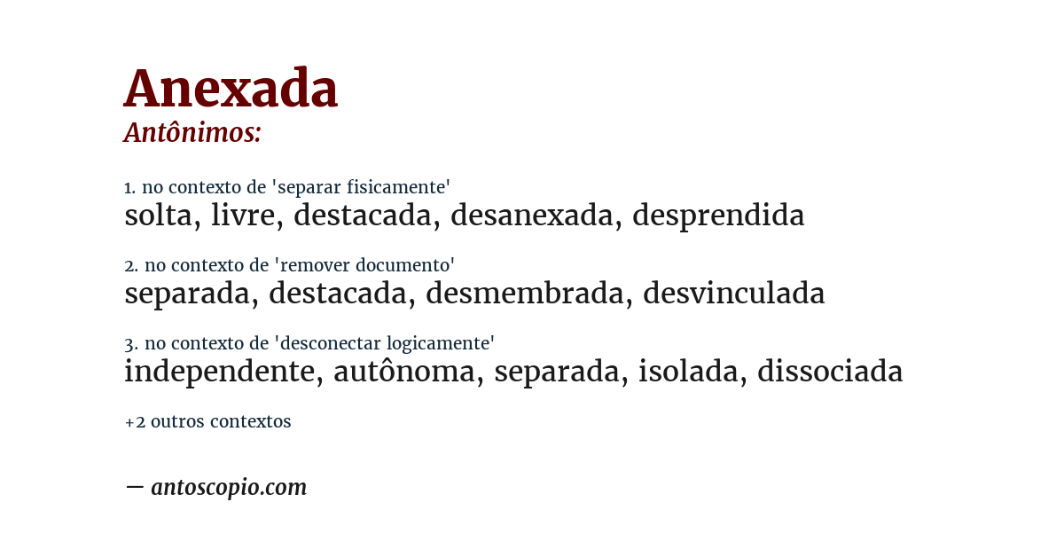 Antônimo de anexada