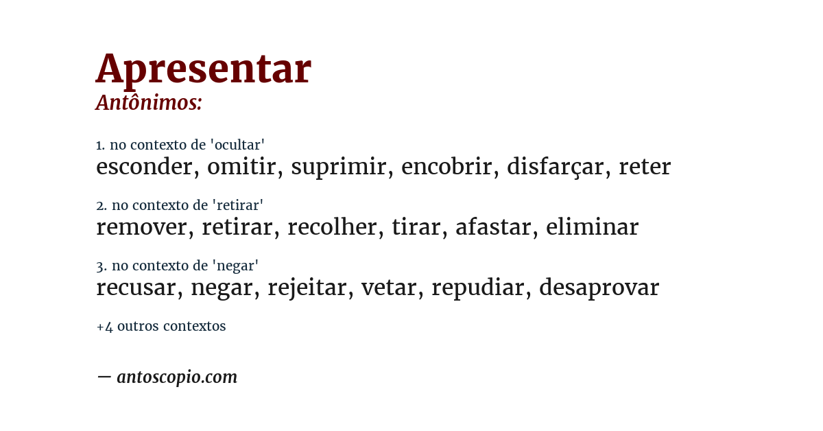 Antônimo de apresentar