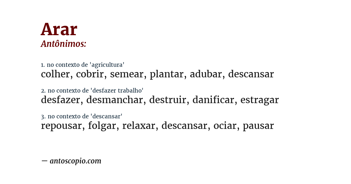 Antônimo de arar