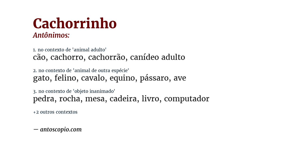 Antônimo de cachorrinho