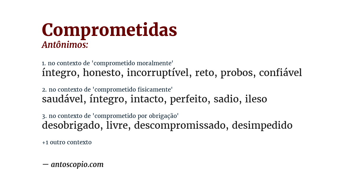 Antônimo de comprometidas