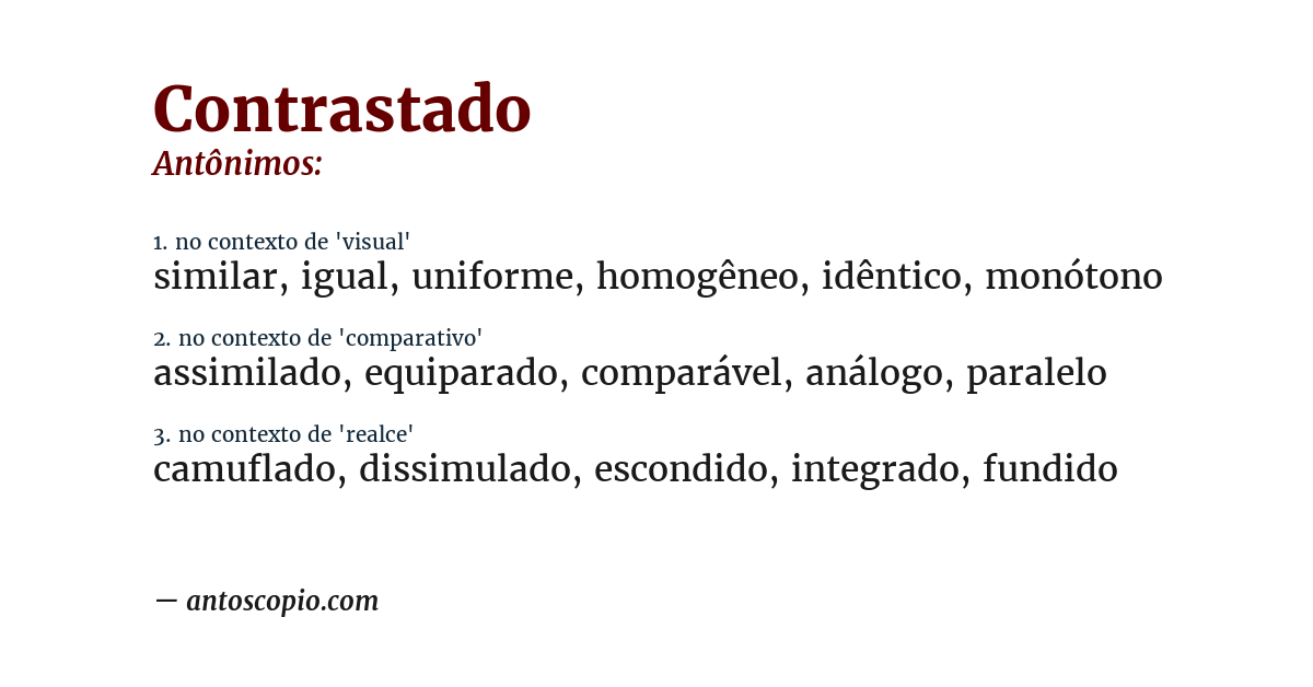 Antônimo de contrastado