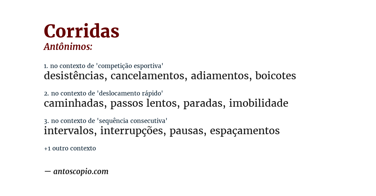 Antônimo de corridas