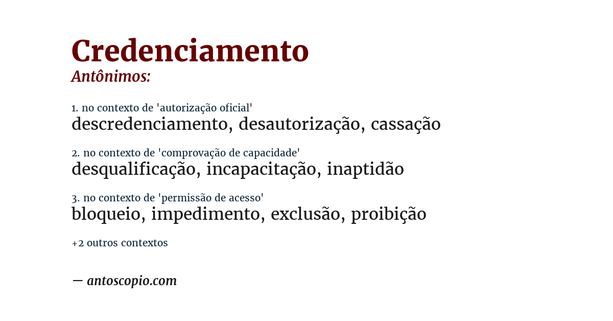Antônimo de credenciamento