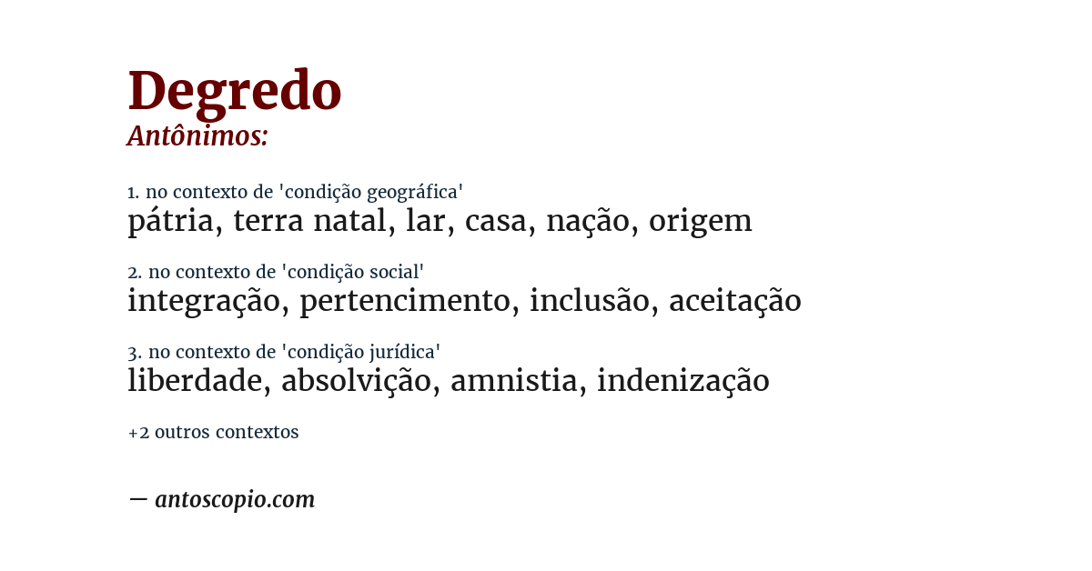 Antônimo de degredo