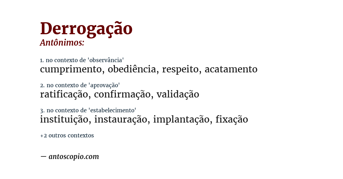 Antônimo de derrogação