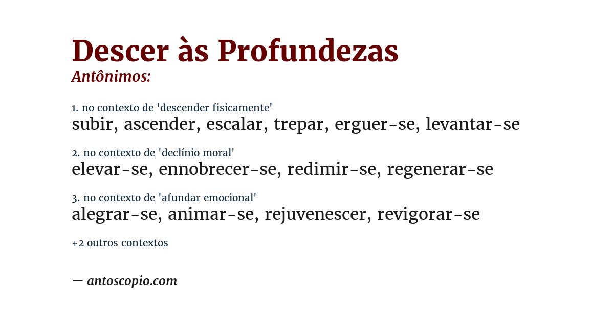 Antônimo de descer às profundezas