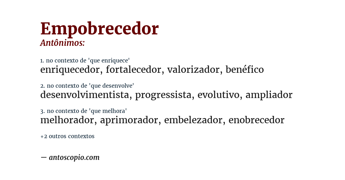 Antônimo de empobrecedor