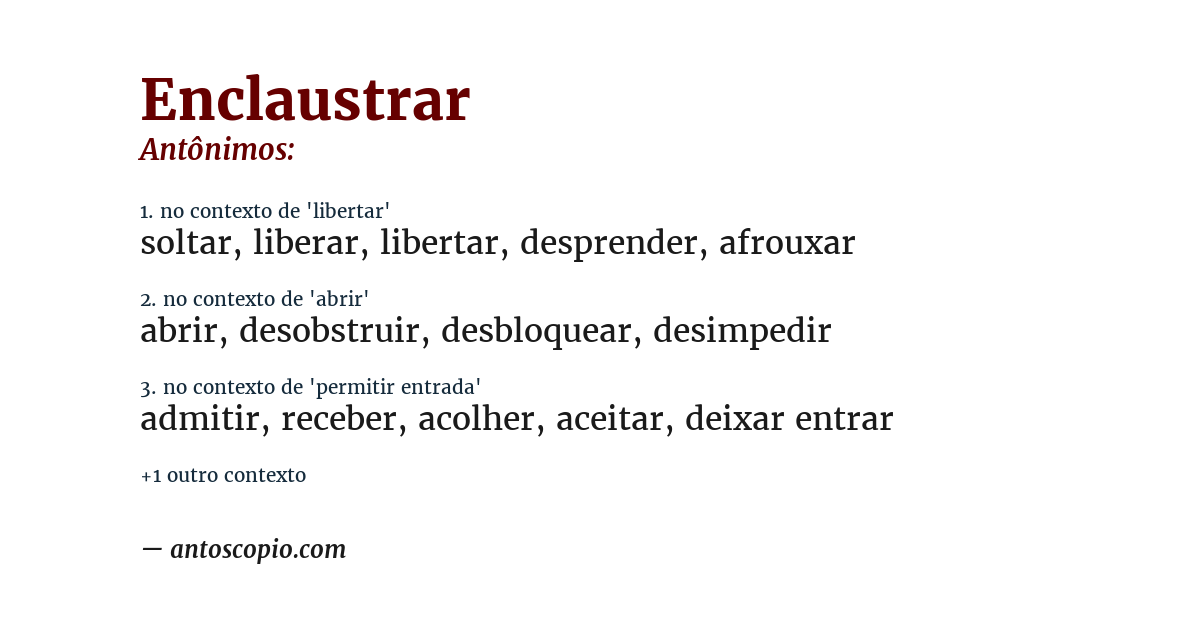 Antônimo de enclaustrar