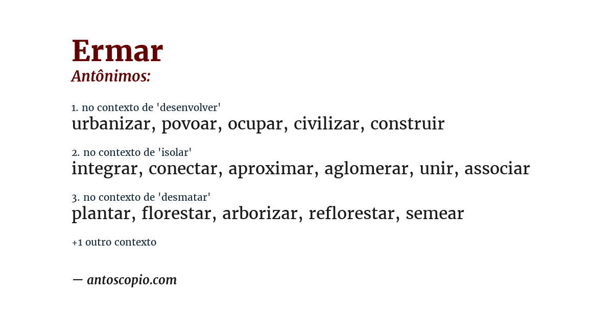 Antônimo de ermar