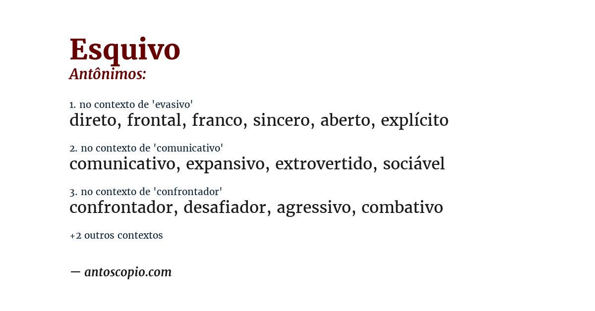 Antônimo de esquivo