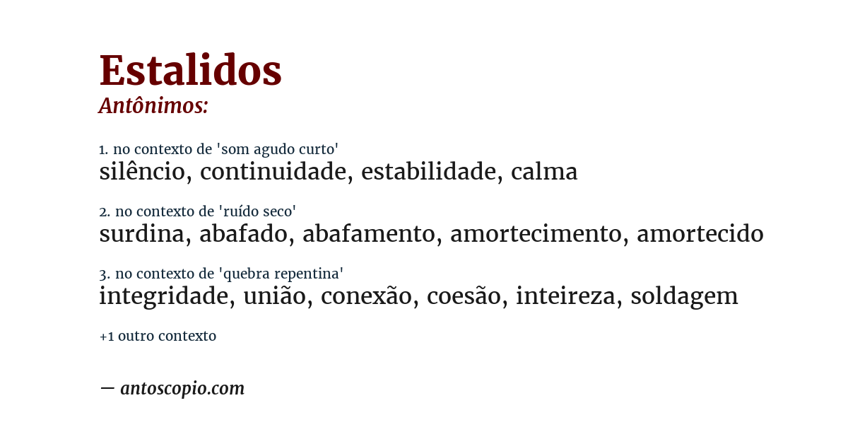 Antônimo de estalidos