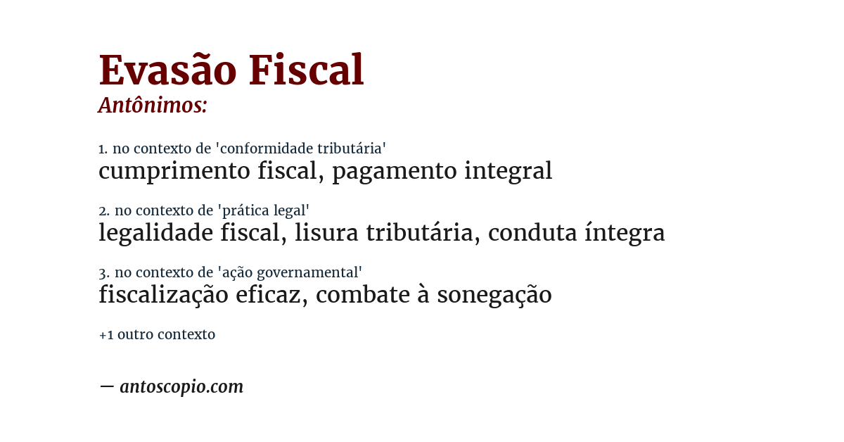Antônimo de evasão fiscal