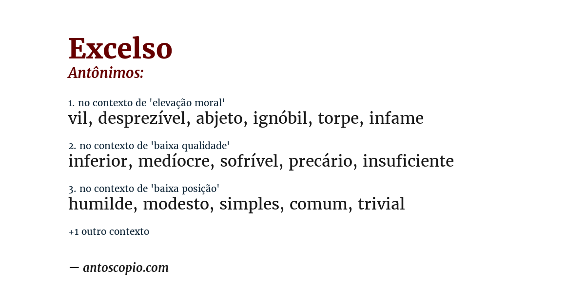 Antônimo de excelso