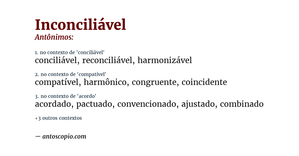 Antônimo de inconciliável