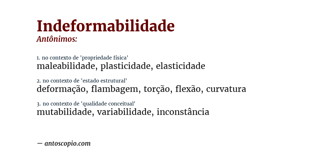 Antônimo de indeformabilidade