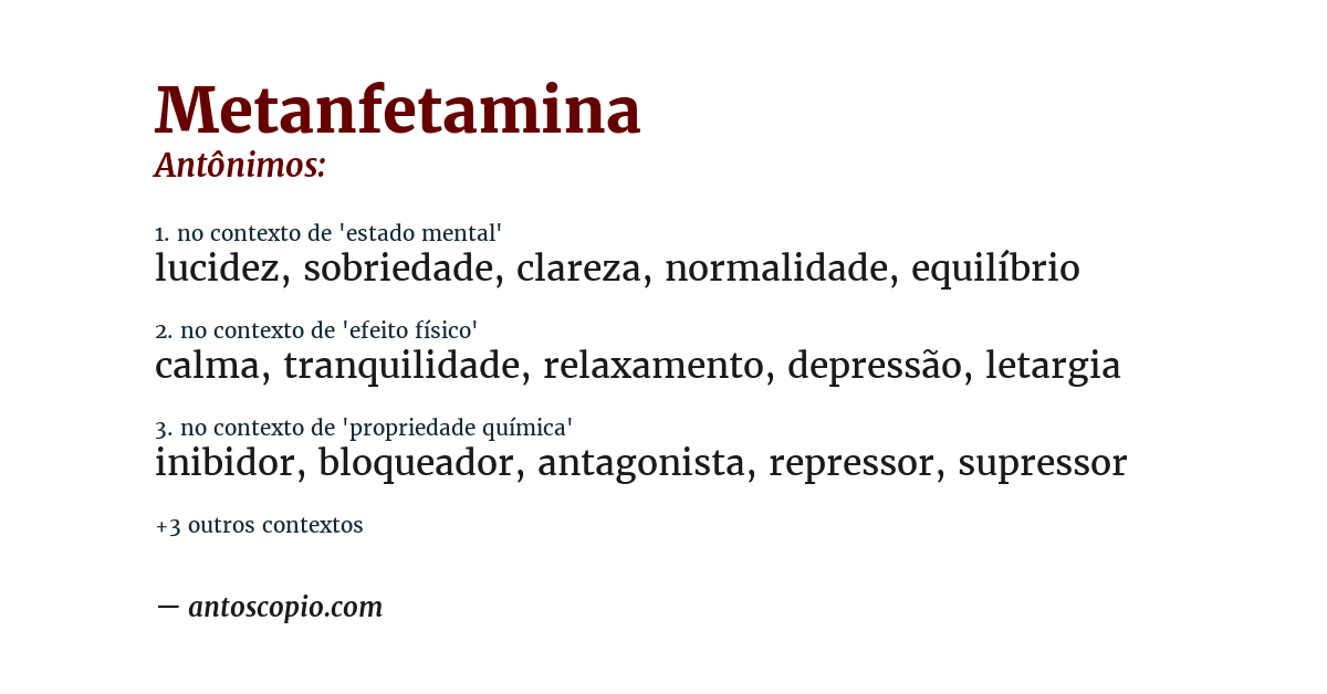 Antônimo de metanfetamina