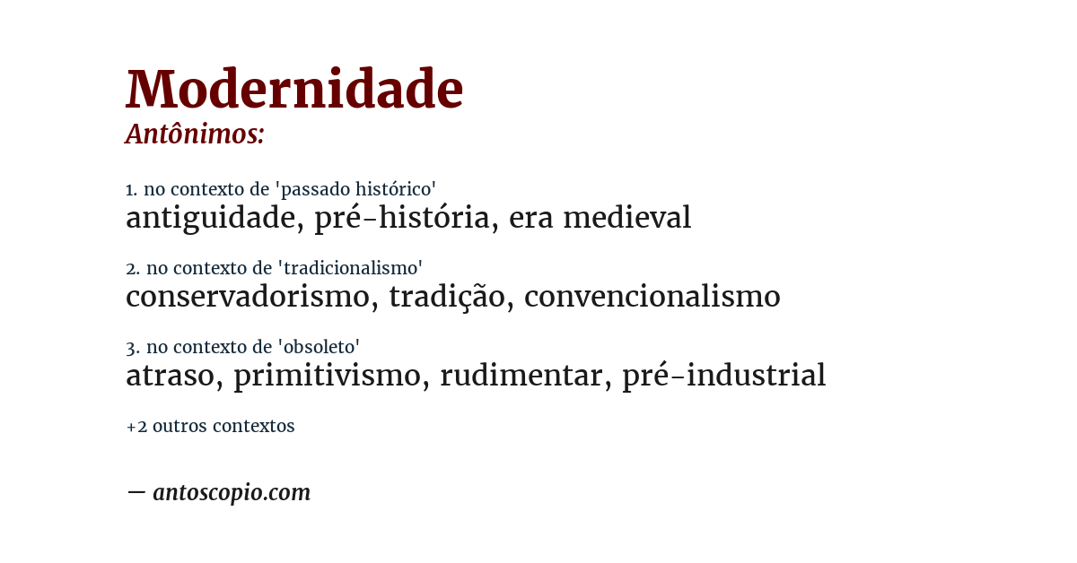 Antônimo de modernidade