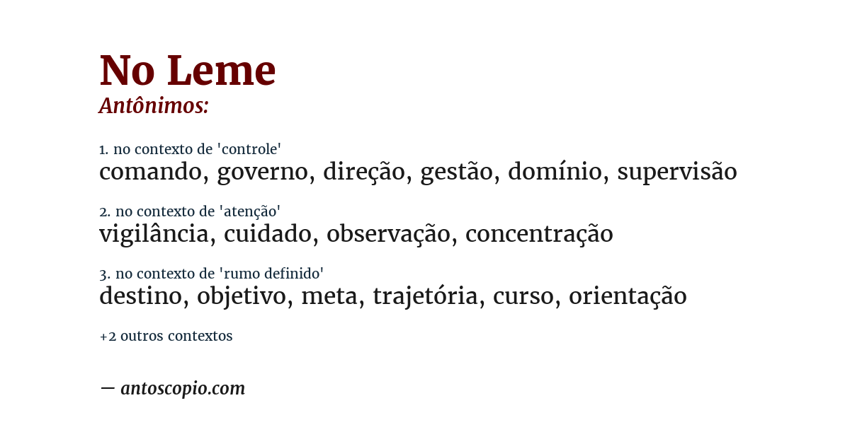 Antônimo de no leme