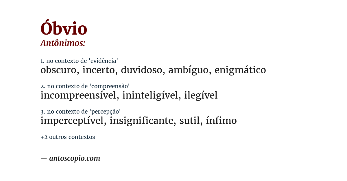 Antônimo de óbvio