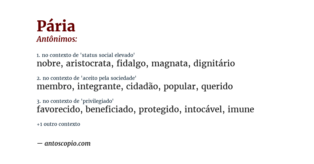 Antônimo de pária