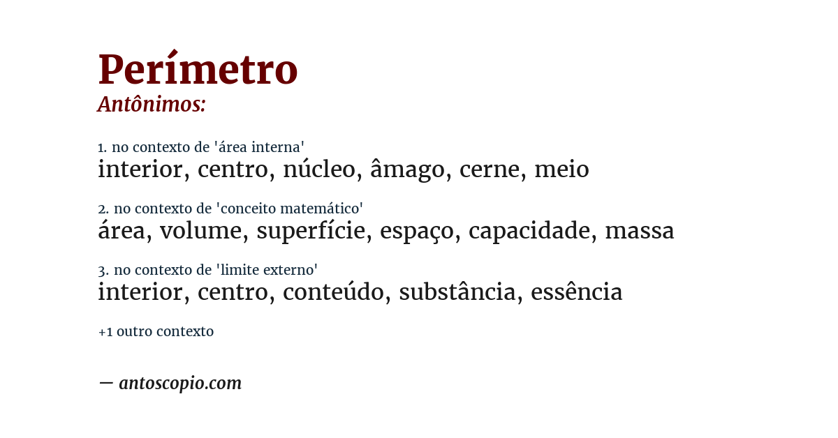 Antônimo de perímetro