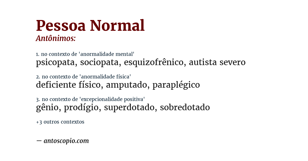 Antônimo de pessoa normal