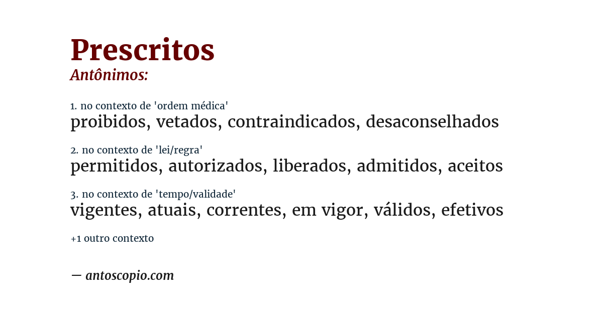 Antônimo de prescritos