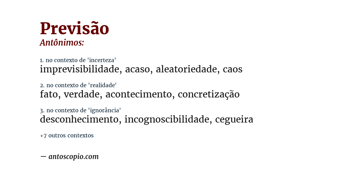 Antônimo de previsão