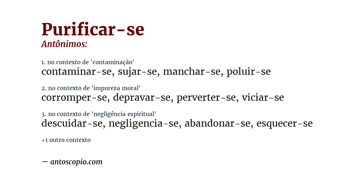 Antônimo de purificar-se
