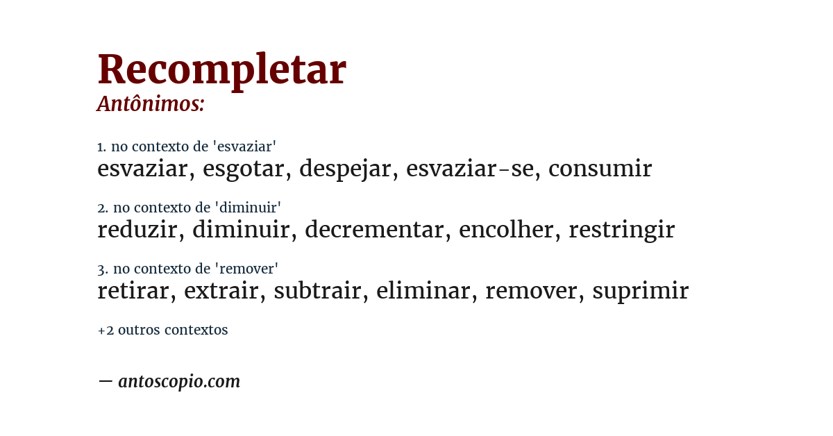 Antônimo de recompletar