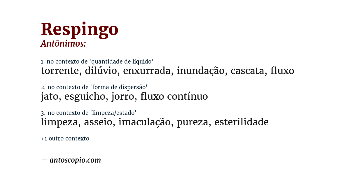 Antônimo de respingo