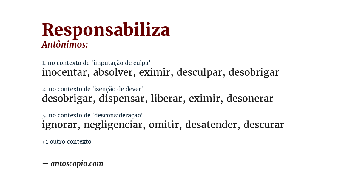 Antônimo de responsabiliza